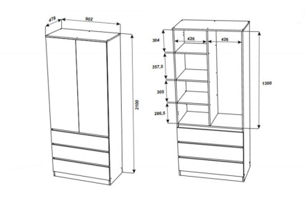 Шкаф Мори МШ 900.2 графит  